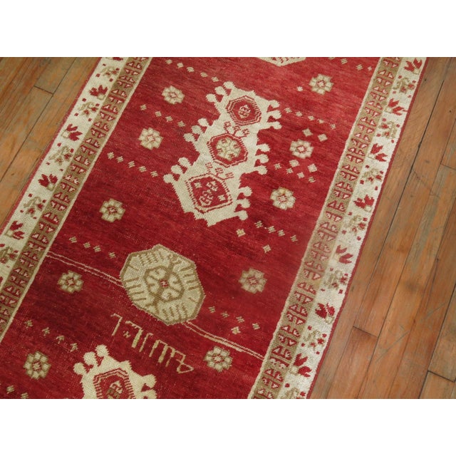 Early 20th Century Red Antique Turkish Oushak Runner - 2'6" x 11'9" For Sale - Image 5 of 8