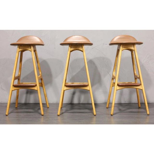 O.D. Møbler Denmark Erik Buch Bar Stools Model Od-61 Produced by O. D. Mobler in Denmark For Sale - Image 4 of 10