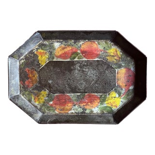 Antique Early 19th Century American Federal Folk Art Paint Decorated Small Tole Tray, Circa 1820 For Sale
