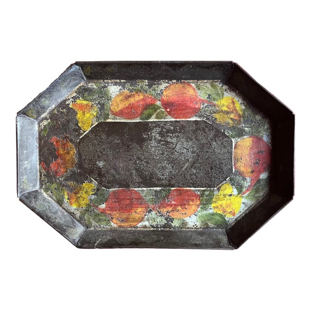 Antique Early 19th Century American Federal Folk Art Paint Decorated Small Tole Tray, Circa 1820 For Sale