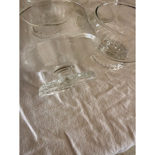 10 Anchor Hocking Cubist Footed Dessert Cups. 3 inches tall and 3.5 inches in diameter. Stackable.