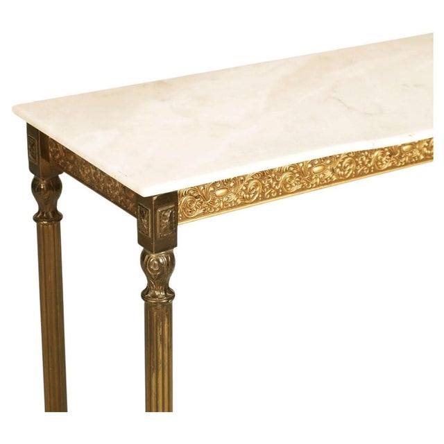 Antique Italian Brunished and Gilt Brass Console with Carrara Marble Top, Venice, 1920s, in Very Good conditions. Designed...