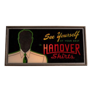 Vintage Hanover Shirts Illuminated Counter Mirror Sign For Sale