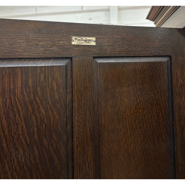 Mid-Century Modern Antique English Oak Jacobean Revival Armoire c.1910 For Sale - Image 3 of 15