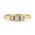 Elegant and timeless, this gorgeous 3 stone ring is created in shining .925 sterling silver plated with 14k yellow gold....