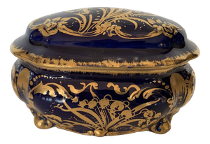 Blue Porcelain Box with Gilt Highlights, 1900s