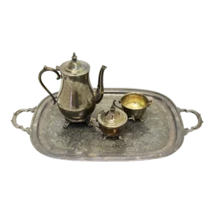 1960's Midcentury Vintage International Silver Company Silver Plated Coffee or Tea Service, 4 Pieces