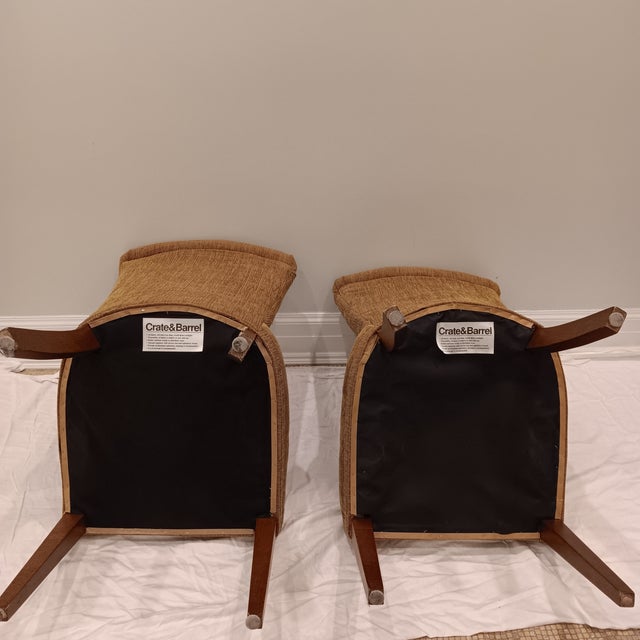 Vintage Crate & Barrel Upholstered Taupe Side Chairs With Textured Finish Wood Legs a Pair For Sale - Image 12 of 15