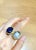 Metal Bochic “Orient” Blue Sapphire & Pearl Vintage 2 Gem Ring Set 18K & Silver, Size 9.5 For Sale - Image 7 of 12