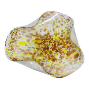 Large Murano Gold Aventurine Art Glass Bowl Flower Form Italy 1950s