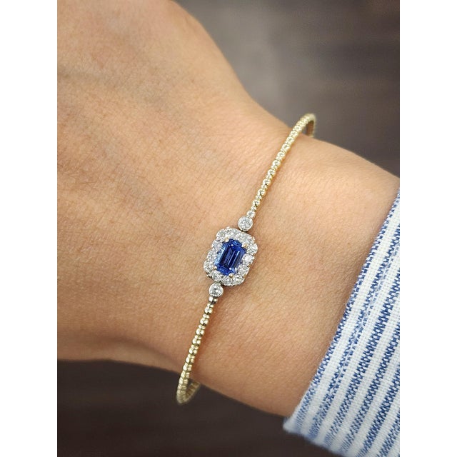 Modern 0.64 Ct Natural Sapphire & Diamond Flexible Bracelet For Sale - Image 3 of 9