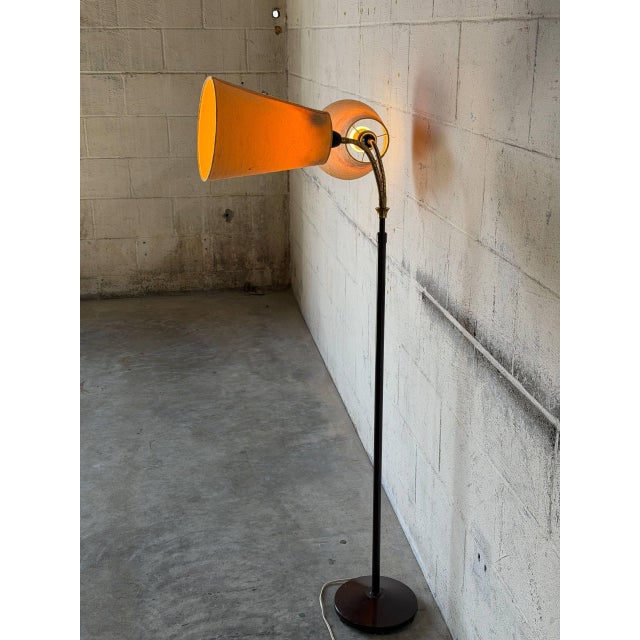 Metal Floor Lamp With Dual Textured Shades Mid-Century Modern 1950s For Sale - Image 9 of 10