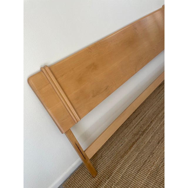 Wood Vintage Heywood Wakefield Airflow Style King Headboard Footboard Bed Frame Wheat Mid Century Modern Art Deco Style For Sale - Image 7 of 18
