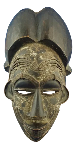Antique African Ethnic Tribal Mask in Wenge Wood and Copper, 1890s