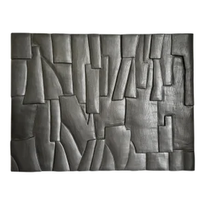 Modern Minimalist Geometric Patterned Wall Panel Wall Art Beltre by Made Goods in Dark Stone Black Ash Gray Reconstituted Stone