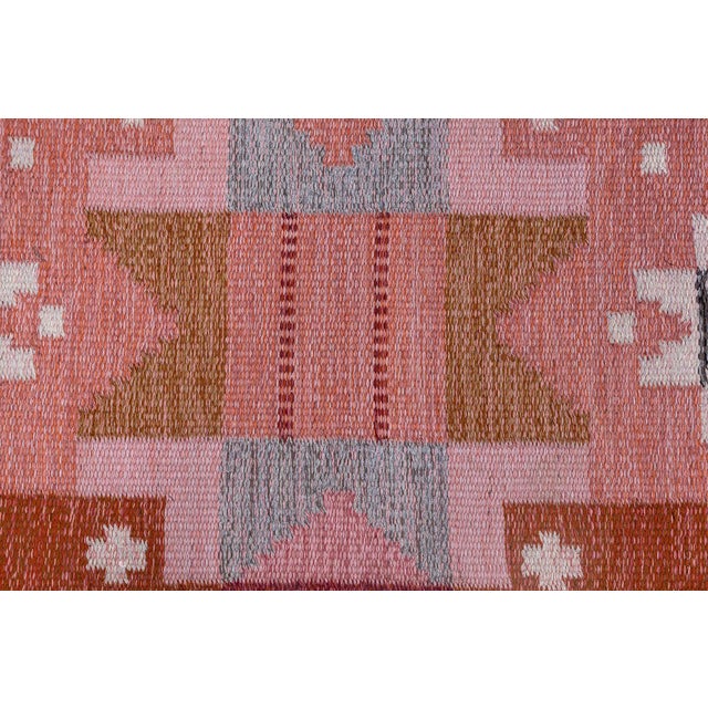 Pink Doris Leslie Blau Swedish Flat Woven Rug by Ingegerd Silow For Sale - Image 8 of 10