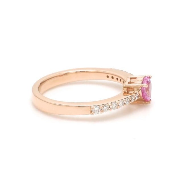Natural 1.00 cts Pink Sapphire & 0.18 cts diamonds heart ring in 18k gold For Sale - Image 18 of 18