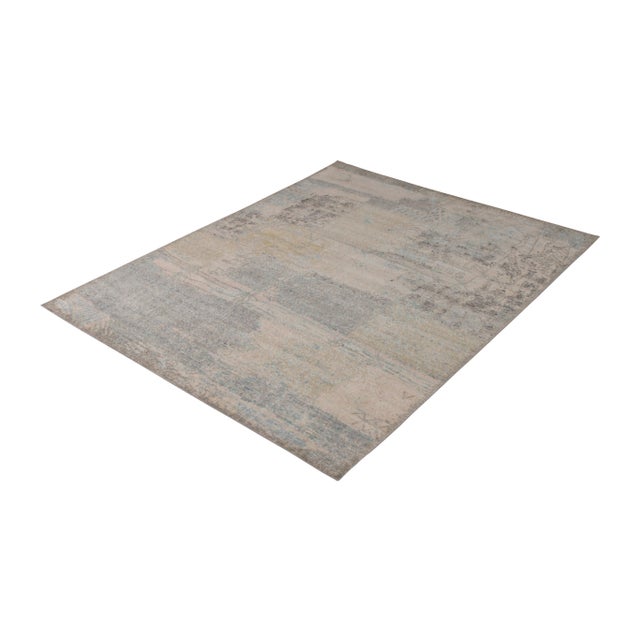 Contemporary Rug & Kilim’s Distressed Style Abstract Rug in Pink and Blue All Over Pattern For Sale - Image 3 of 6