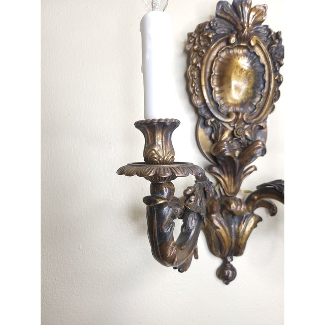 Antique French Cast Bronze Sconces For Sale In Austin - Image 6 of 9