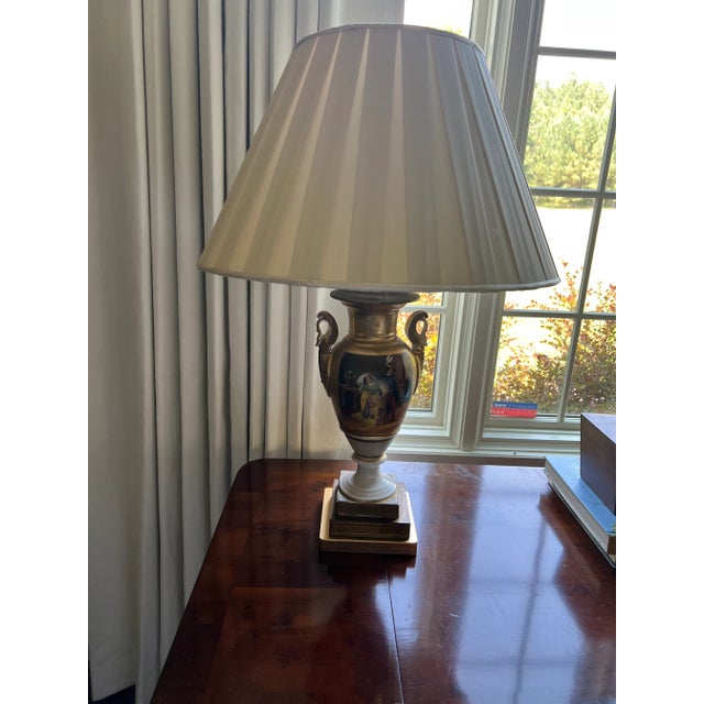 1940s Porcelain Old Paris Lamp For Sale - Image 4 of 4