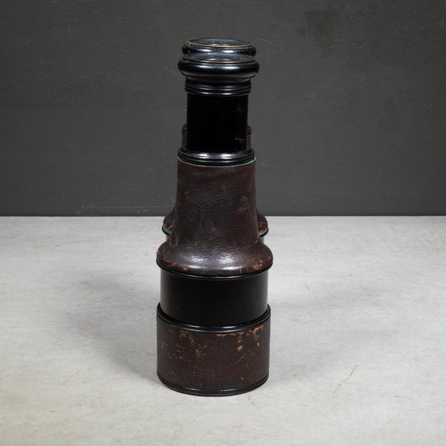 Brown 19th C. Lemaire Fabt Paris Expandable Leather Wrapped Binoculars c.1880 For Sale - Image 8 of 9