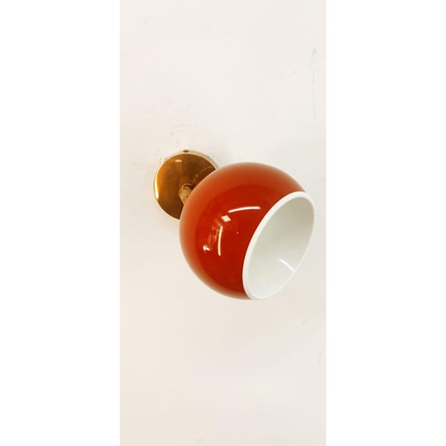Adjustable Wall Light with Red-Colored Metal Dome For Sale - Image 5 of 16
