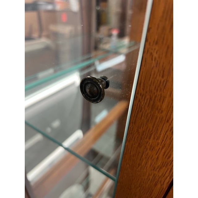 Pulaski Furniture English Oak Lighted Curio Cabinet For Sale - Image 10 of 15