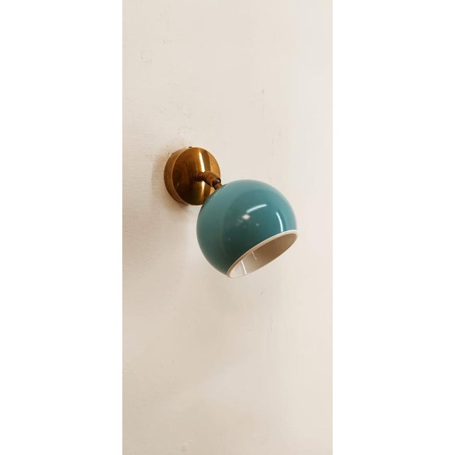Adjustable Sconce with Blue Metal Dome For Sale - Image 4 of 16