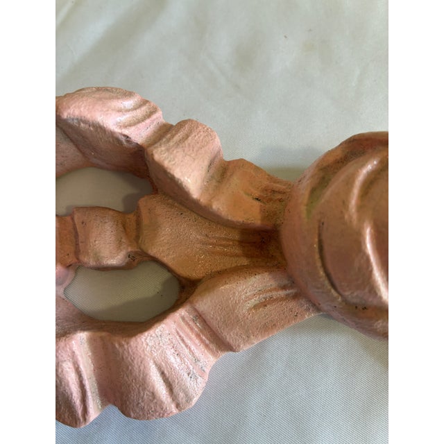 Vintage Pink Carved Wooden Bow Wall Hanging For Sale - Image 4 of 10