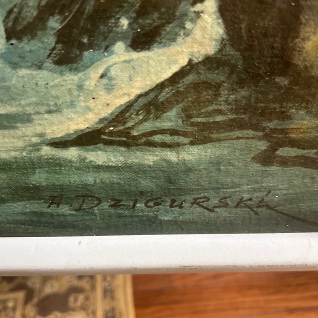 Textile 20 Th Century by American Artist Alex Dzogurski Framed Signed Giclee on Canvas Incoming Tide For Sale - Image 7 of 12