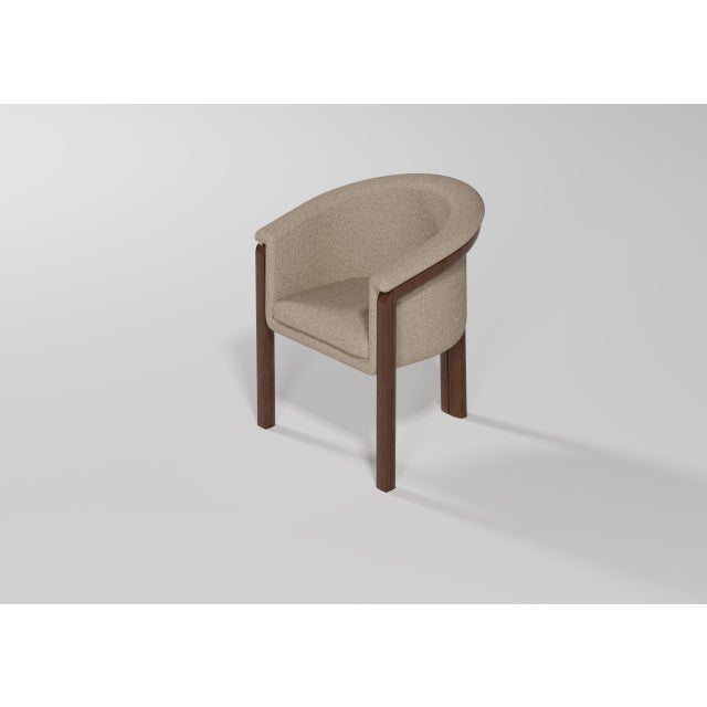 Contemporary Agnes Chair in Walnut Wood with Teal Wool Fabric by Javier Gomez For Sale - Image 3 of 5