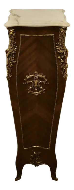 Large French Rococo Walnut and Ormolu Pedestal