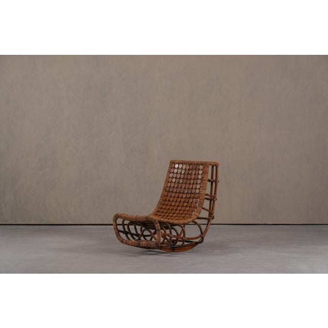 Brown Vintage Bamboo Slingback Lounge Chair, Germany, 1970s For Sale - Image 8 of 15