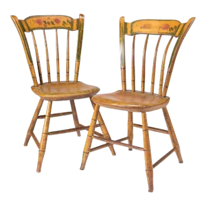 Pair of New England Painted Windsor Side Chairs, 1830-40