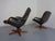 Wood Set of Danish Teak & Leather Swivel Lounge Chairs from Berg Furniture, 1970s For Sale - Image 7 of 18
