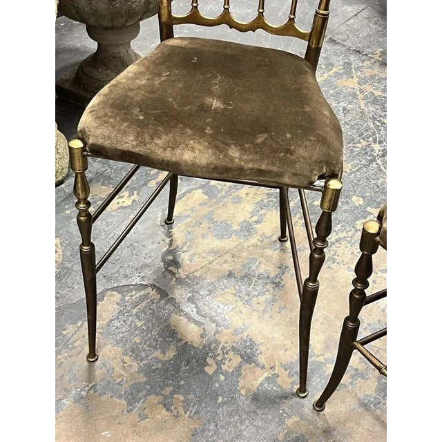 Gold Set of Mid Century Brass Chiavari Chairs For Sale - Image 8 of 10