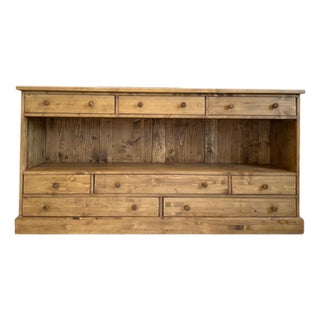 Rustic Eight-Drawer Chest of Drawers in Softwood For Sale