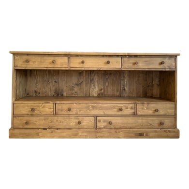 Rustic Eight-Drawer Chest of Drawers in Softwood For Sale