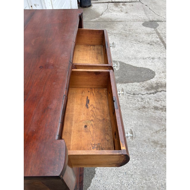 Antique American Empire Chest of Drawers | 5 Drawer Mahogany Veneer Dresser | 19th Century Early American Bedroom Furniture | Solid Wood For Sale - Image 9 of 12