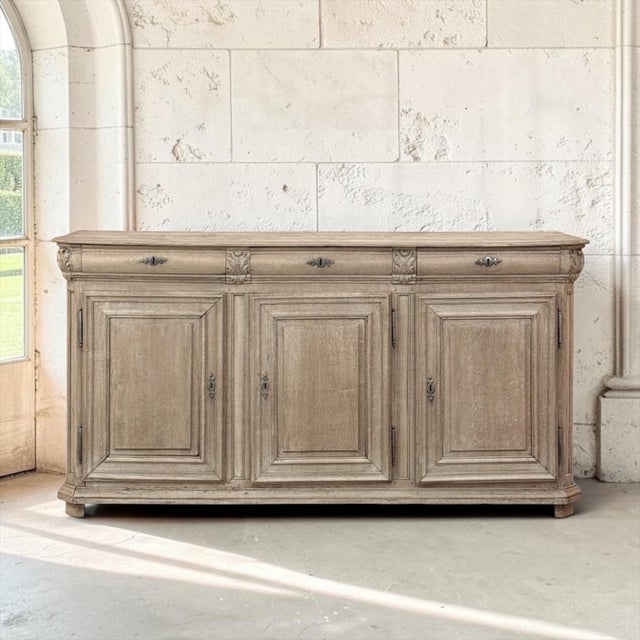 Exceptional 18th century Country French buffet, entirely hand crafted from solid oak and stripped to reveal the natural...