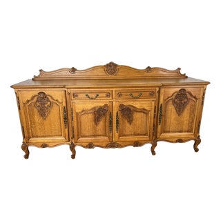 Vintage French Louis Style Oak Sideboard For Sale