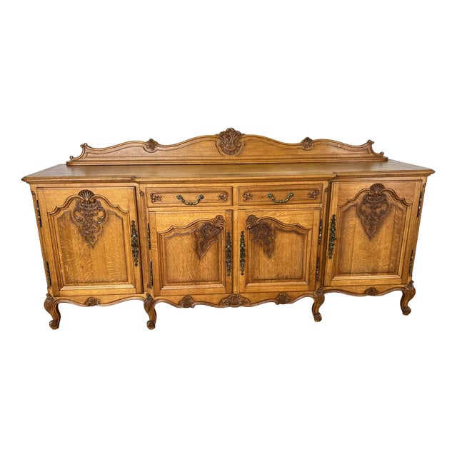 Vintage French Louis Style Oak Sideboard For Sale