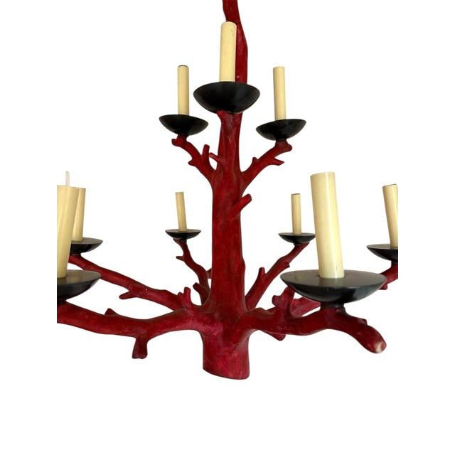 Faux Coral Oriel Harwood Attrib Chandelier For Sale - Image 4 of 12