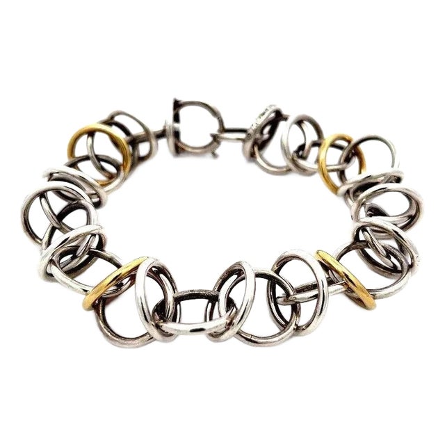 Tiffany & Co. Picasso Bracelet Woven Rings Sterling Silver 18k Yellow Gold For Sale