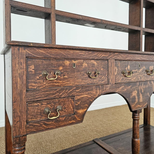 Antique Welsh Oak Dresser Circa 1830 Georgian Plate Rack Farmhouse Cupboard For Sale - Image 12 of 15