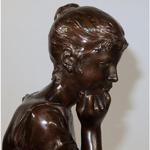 A. Massoulle, Jeune fille assise, Late 1800s, Bronze For Sale - Image 13 of 18