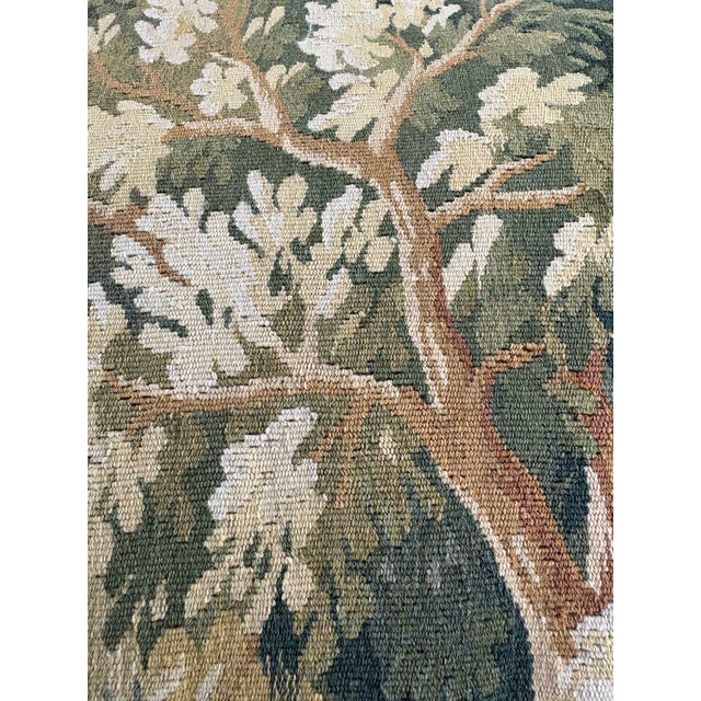 2020s Vintage Hand Woven Aubusson Tapestry Pillow For Sale - Image 5 of 8