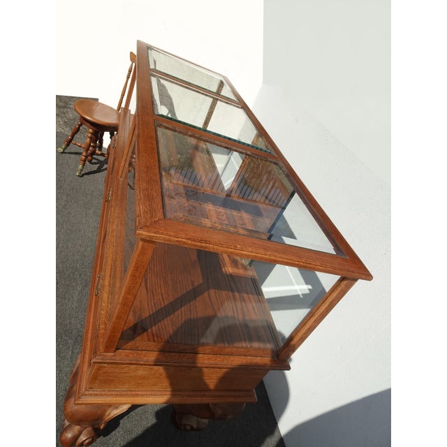 1970s Large Vintage French Country Mercantile Store Display Case Floor Cabinet W Mirror Doors For Sale - Image 5 of 16