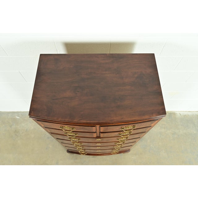 Henredon Georgian Mahogany and Burl Wood Highboy Dresser For Sale - Image 10 of 14