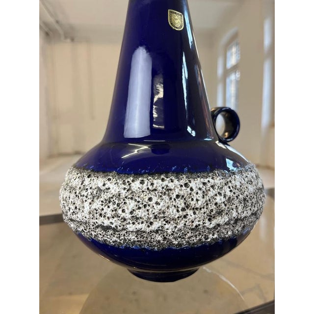 Black Royal Blue Fat Lava Model 408-30 Vase from Fohr Keramik For Sale - Image 8 of 11
